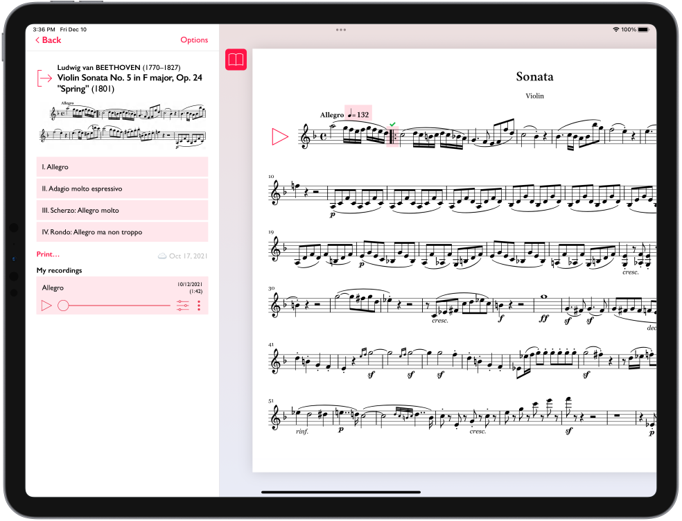 MyPianist running on iPad Pro